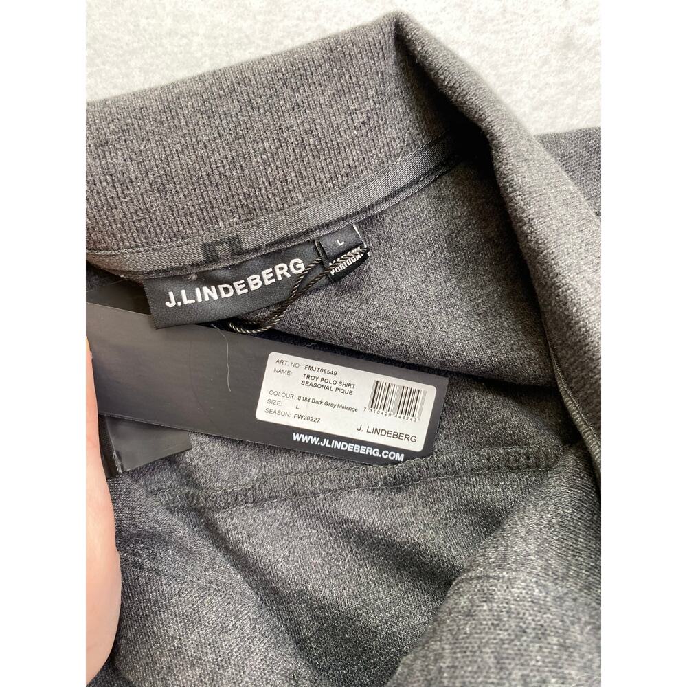 NWT J.Lindeberg Mens Troy Polo Shirt Seasonal Pique, Dark Gray, Large - Picture 3 of 6